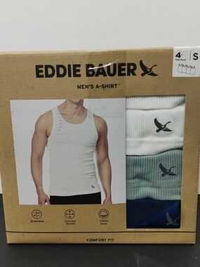 4PK EDDIE BAUER MEN'S A-SHIRT  Size Small
